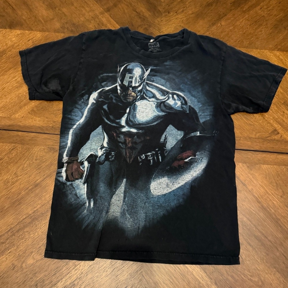 Marvel Captain America Graphic T-Shirt Mens Small Black Short Sleeve Cotton